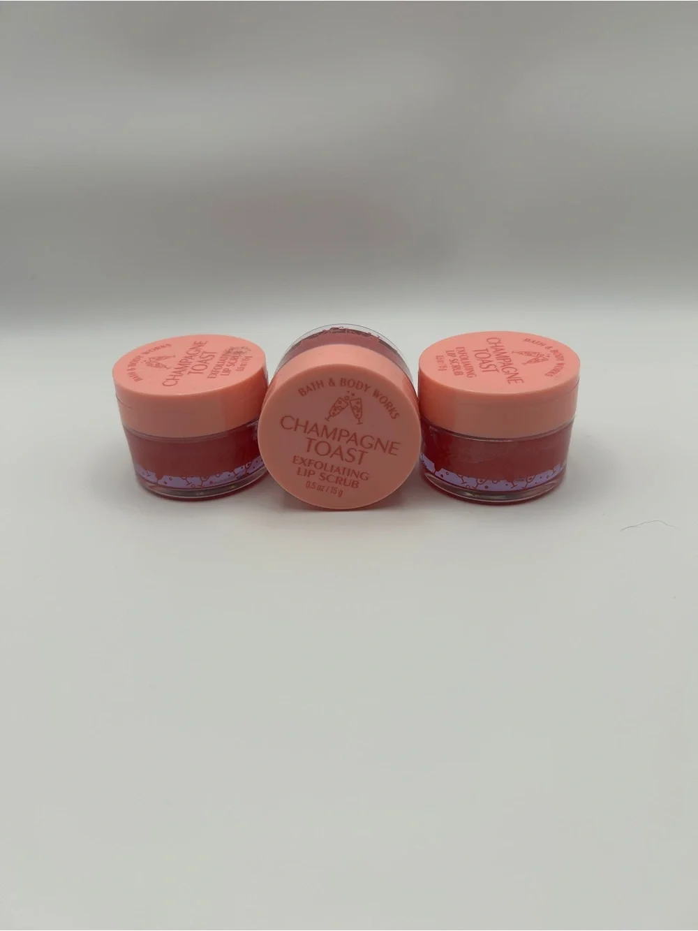 Bath & Body Works Champagne Toast Lip Scrub - Coral Pink Jar